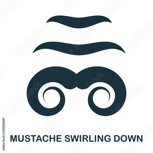 Mustache Swirling Down icon. Flat style icon design. UI. Illustration of mustache swirling down icon. Pictogram isolated on white. Ready to use in web design, apps, software, print. photo