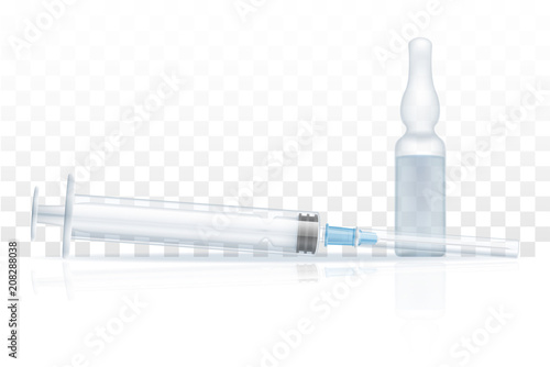 medical syringe with ampoule for injection stock vector illustration