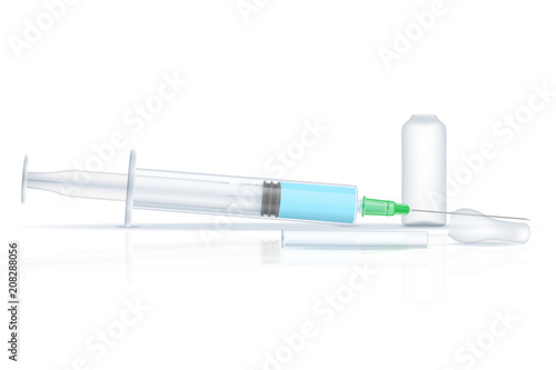 medical syringe with ampoule for injection stock vector illustration