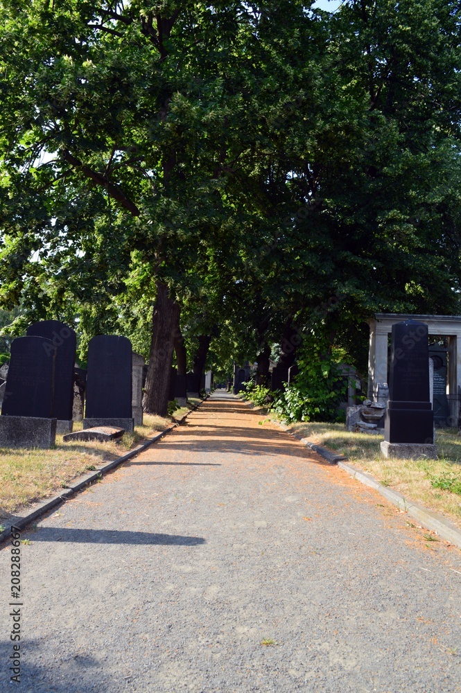 Leipzig, Saxony - June 2018: Alter Israelitischer Friedhof Leipzig - Old Israelite Cemetery Leipzig
