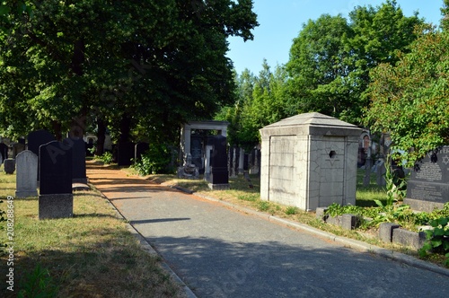 Leipzig, Saxony - June 2018: Alter Israelitischer Friedhof Leipzig - Old Israelite Cemetery Leipzig