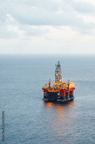 offshore oil and gas platform with illumination