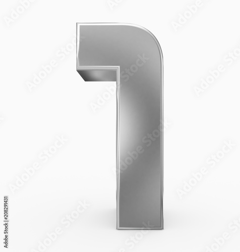 number 1 3d cubic rounded silver isolated on white