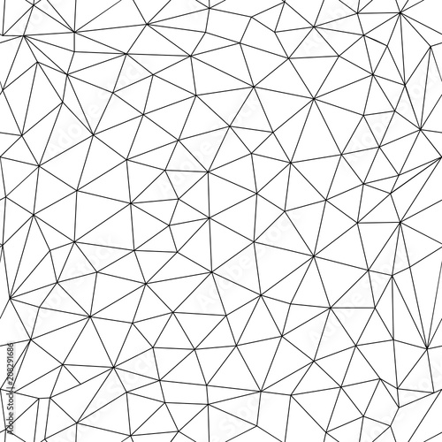 Seamless vector pattern, with line triangles. Low poly line art background.