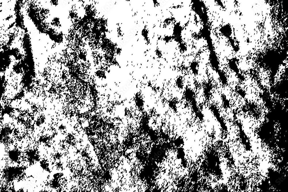 Rusty stone distressed vector texture. Black and white splatter for vintage effect. Ancient stone grunge overlay.