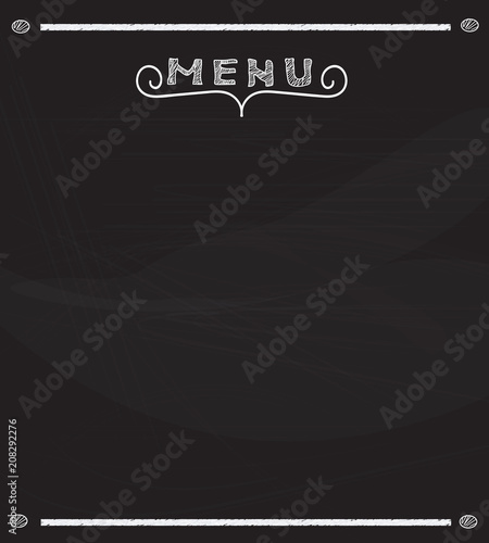 Fototapeta Naklejka Na Ścianę i Meble -  Blank menu on blackboard, handwriting letters and frame, vector 