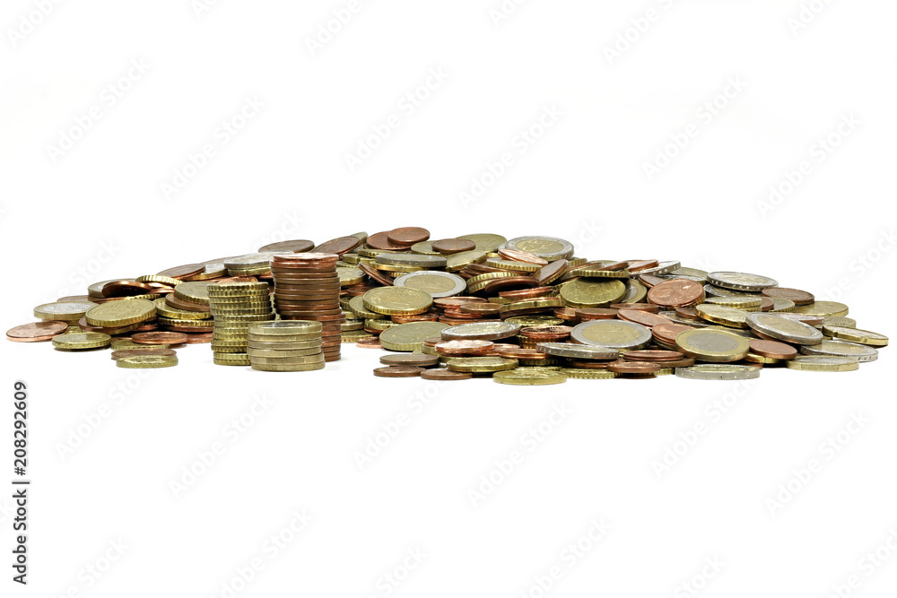 Euro coins isolated on white background Euro coins isolated on white background