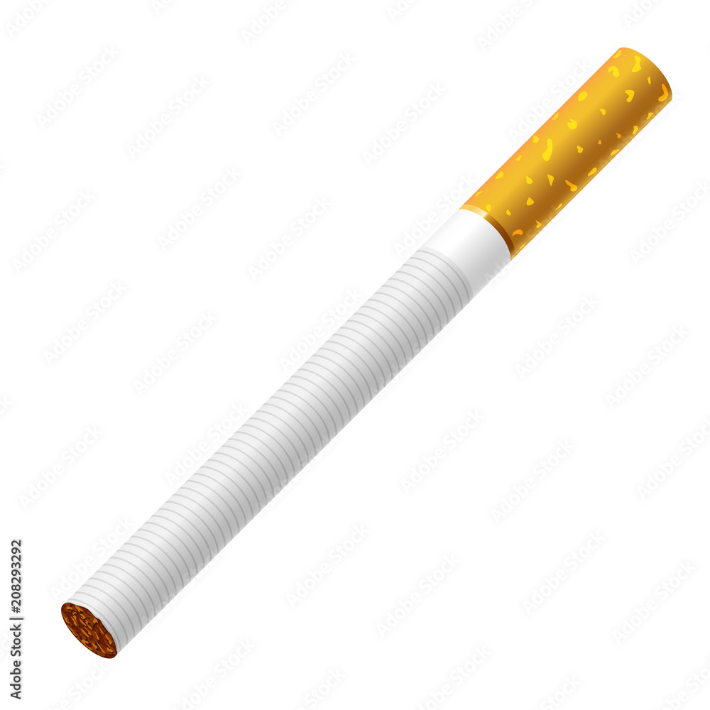 Realistic image of a classic cigarette with tobacco, isolated on white background. 3d, vector illustration for design. Realistic image of a classic cigarette with tobacco, isolated on white background. 3d, vector illustration for design.