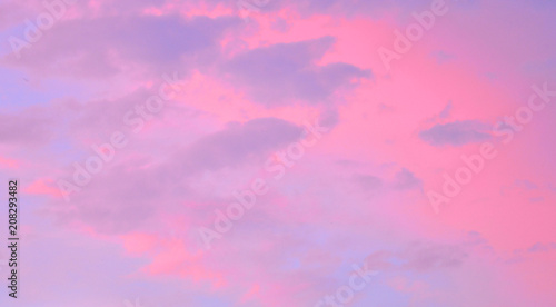 Beautiful pink sky with clouds. Evening sky at sunset.