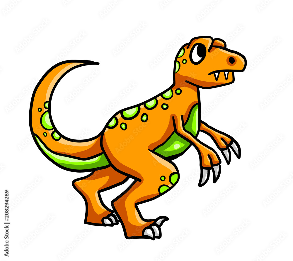 Naklejka premium Sad Orange Dinosaur