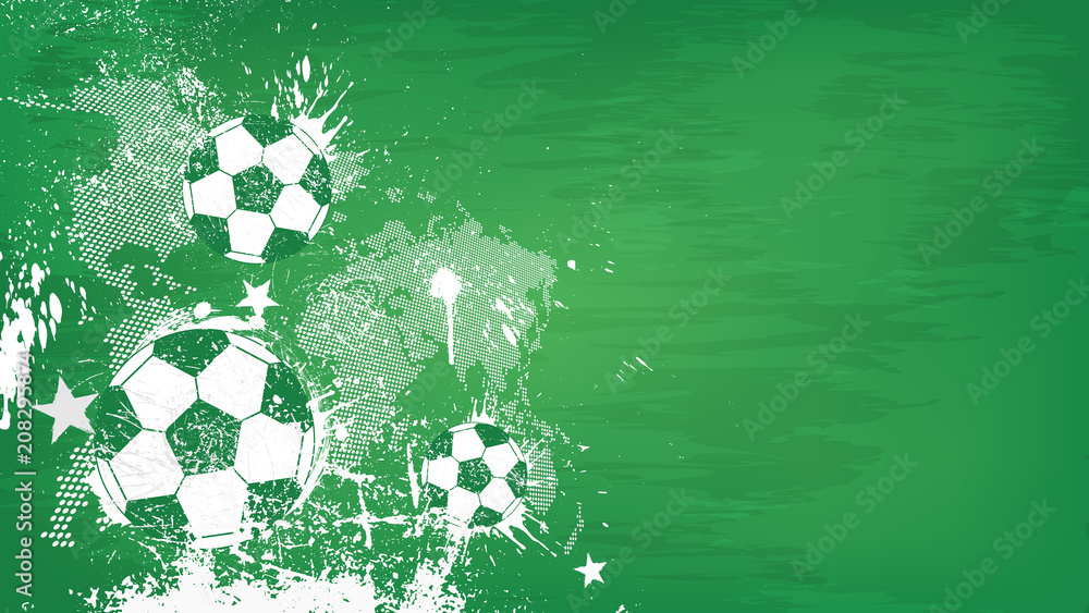 Naklejka premium Grunge abstract football background with world map and dust particle on blackboard texture . Flat design . Vector for international world championship tournament cup 2018