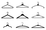 Different clothes hanger silhouette collection. Vector