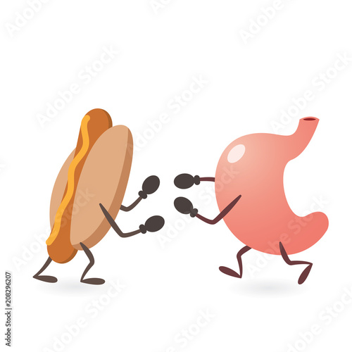 Stomach and Hot Dog Fighting