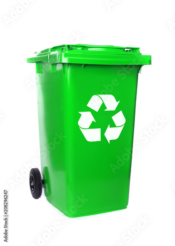 Recycling isolated bins on white background 