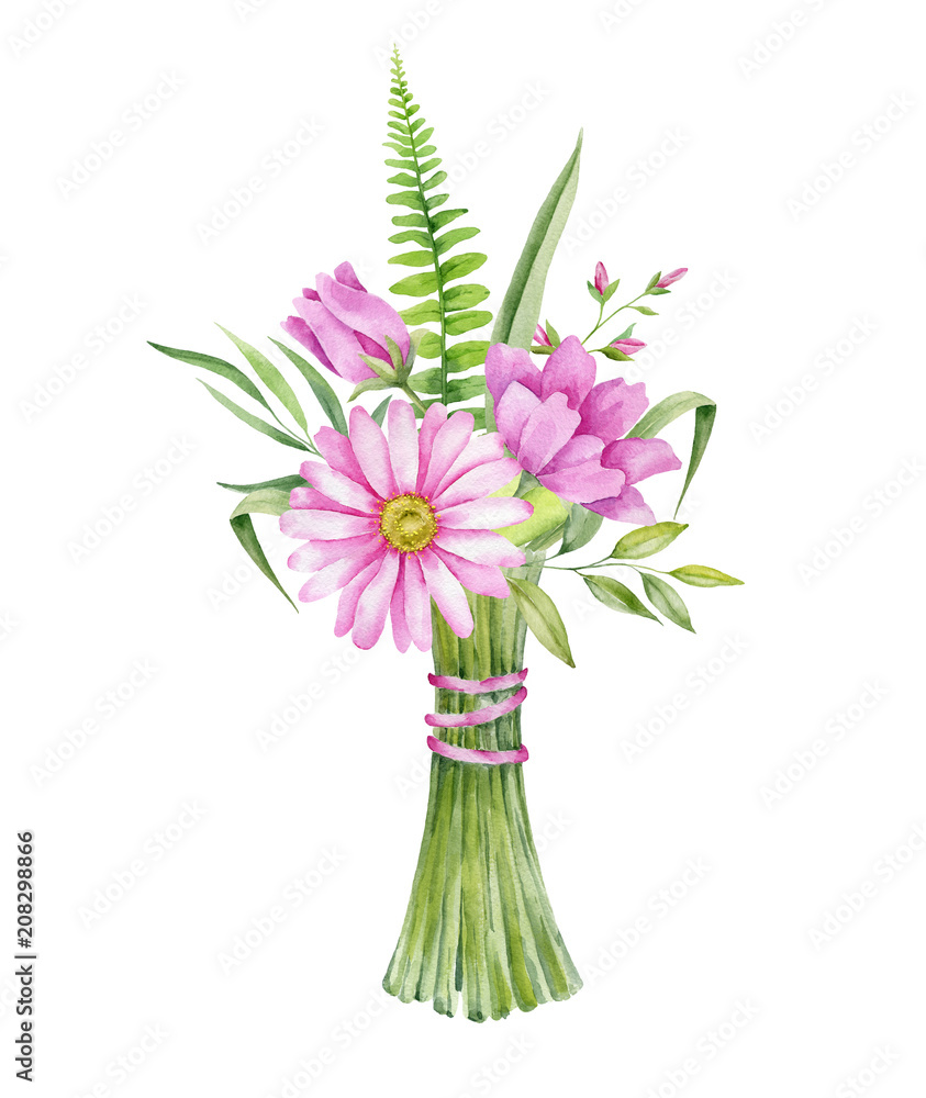 Obraz premium .Wedding bouquet on white background. Perfect for wedding invitation,greeting card etc.