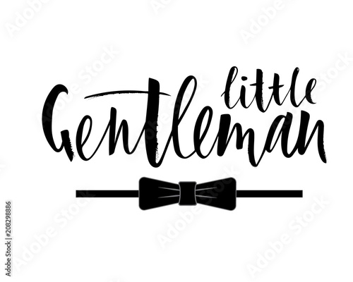 lInscription of phrase little gentleman with bow-tie. Isolated