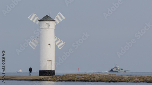 STAWA MILLS - Navigation sign of entrance to the port of Swinoujscie