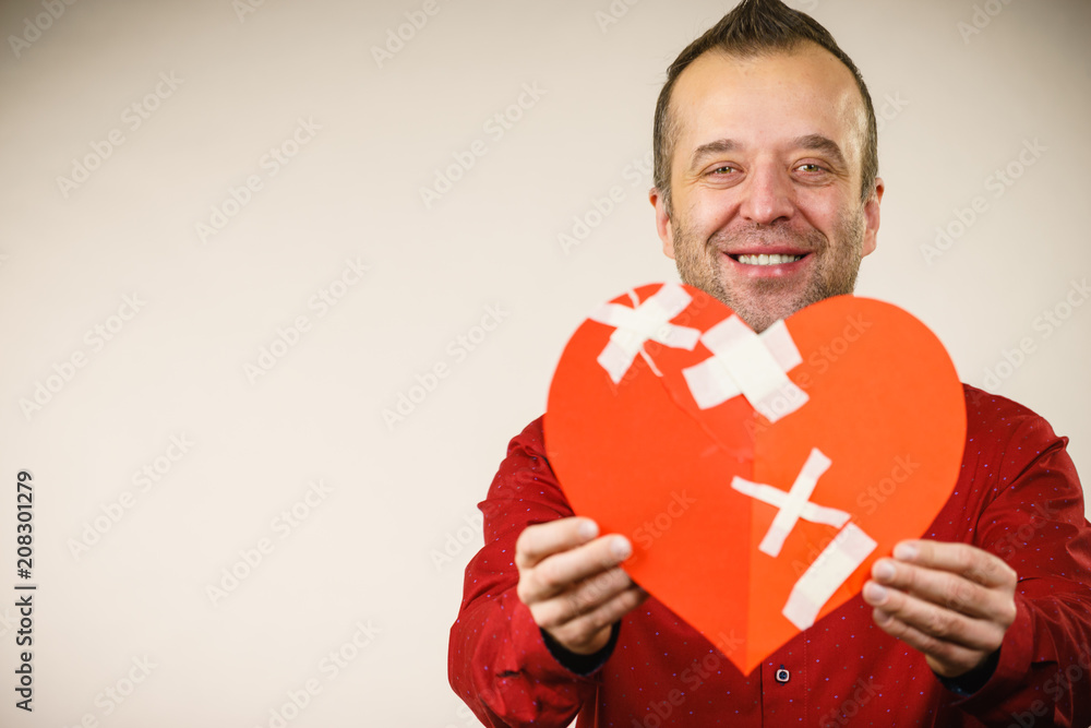 Smiling man with healed heart. Smiling man with healed heart.
