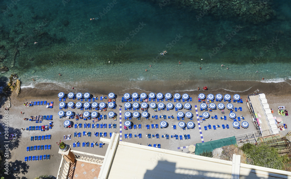 Fototapeta premium The beach on Amalfi Coast near Vico Equense. Italy