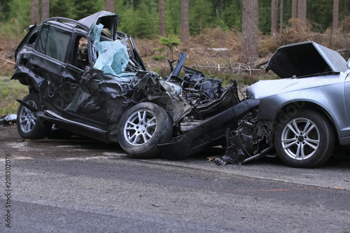 cars involved in a collision or crash