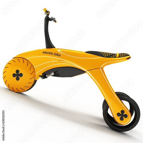 A sports tricycle with an electric motor. photo