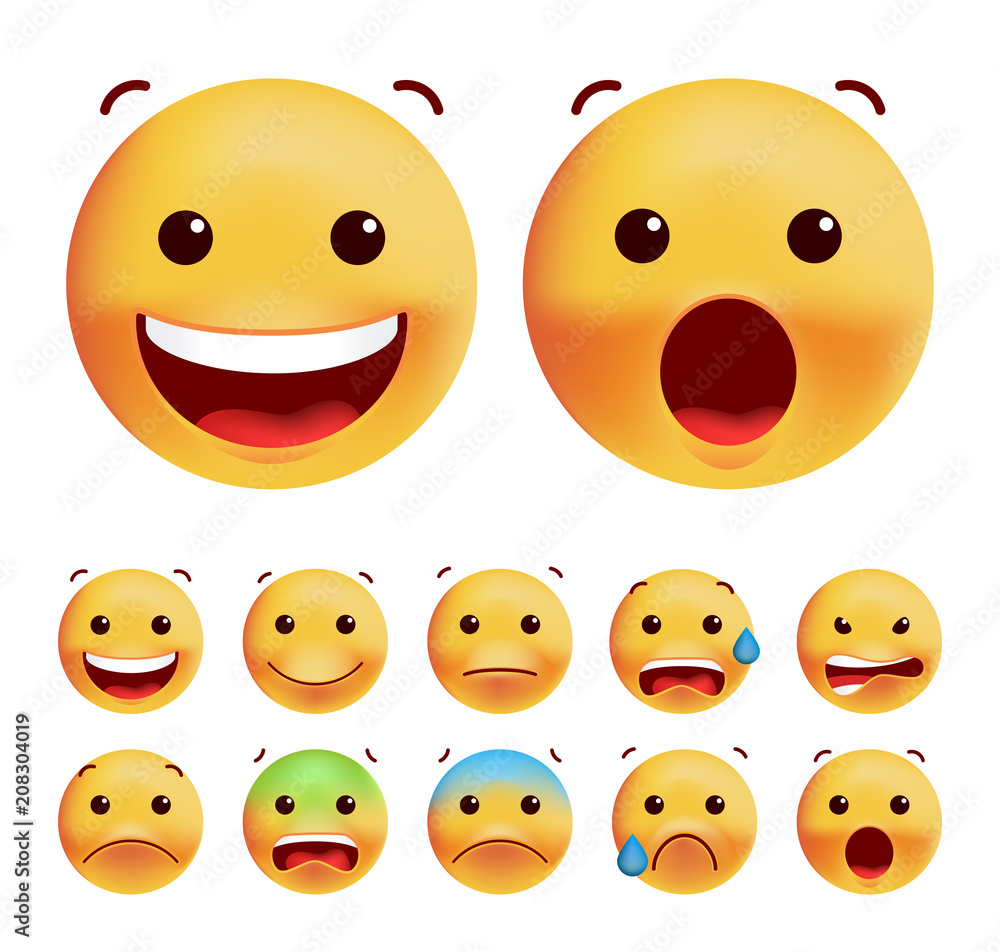 Set of Cute Emoticons on White Background. Isolated Vector Illustration Set of Cute Emoticons on White Background. Isolated Vector Illustration