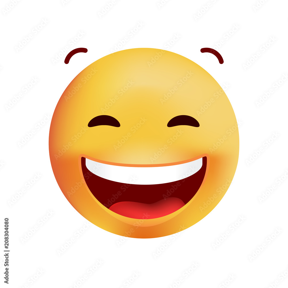 Cute Very Happy Emoticon on White Background. Isolated Vector Illustration Cute Very Happy Emoticon on White Background. Isolated Vector Illustration