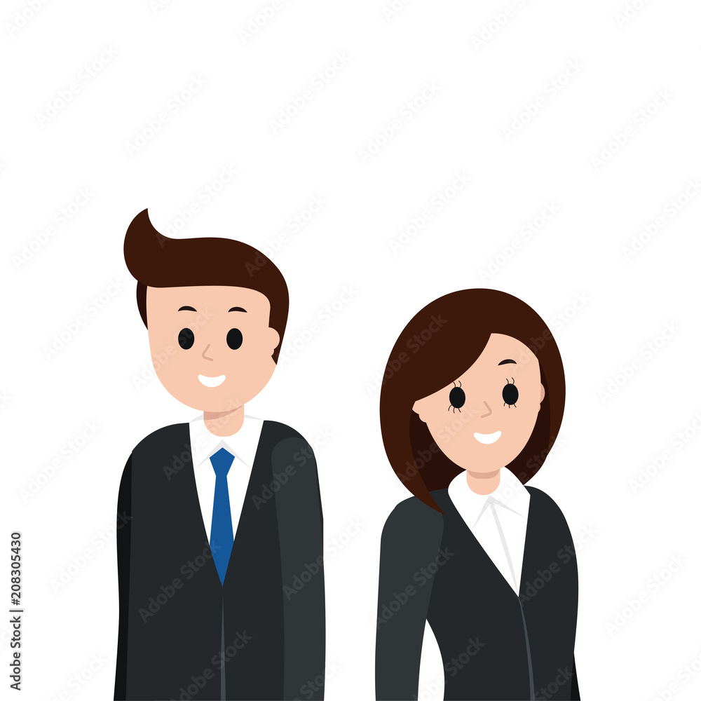 Cartoon man and woman in business suit Cartoon man and woman in business suit