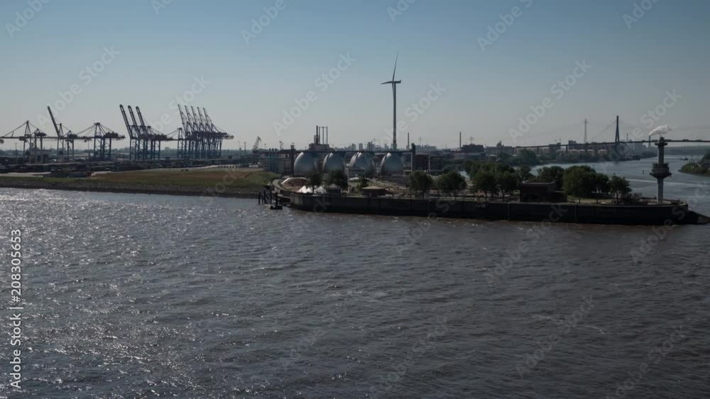 Hamburg time lapse, motion control pan over Elbe and port Hamburg time lapse, motion control pan over Elbe and port