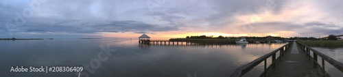 Sunset Panorama Clouds Sea Sun