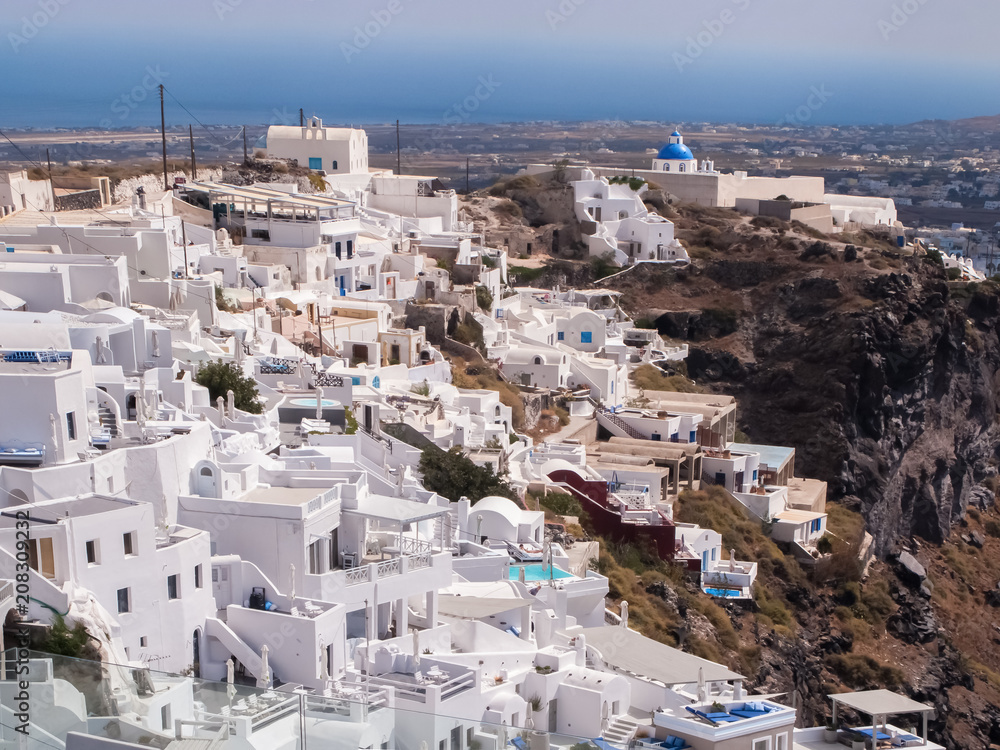 Picturesque view of the famous Santorin village, Greece, Europe. Traveling concept background. Cycladic island. 