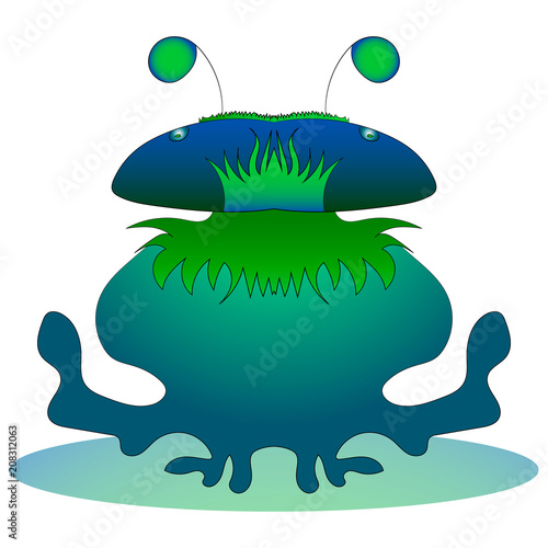 fantastic water monster. Vector graphics. Hand drawing.