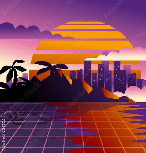 retro vintage city scene