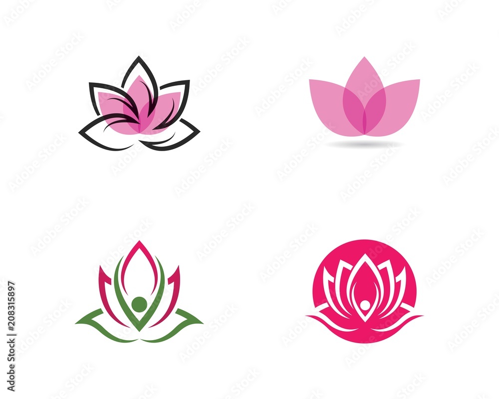 Lotus flowers design logo Template