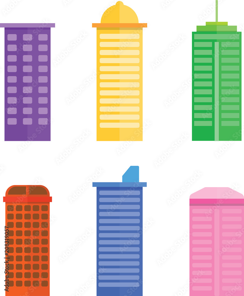 colorful Building Flat design on white