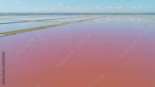 The saltpan Saline stretches Margherita di Savoia Apulia City Sea Coastline sed water in Italy Drone flight photo