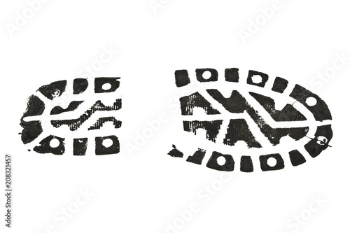Footprint of shoe soles isolated on white background