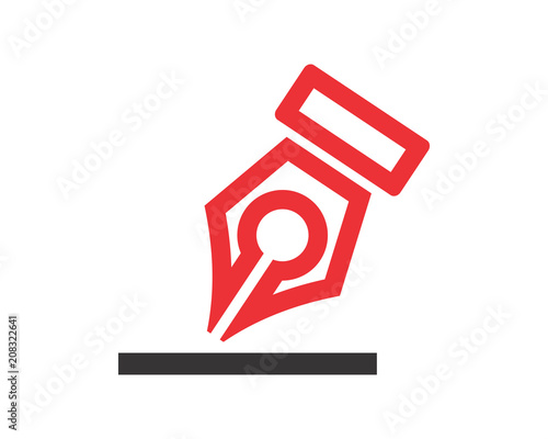 red fountain pen stationery tool writer author image vector icon logo symbol