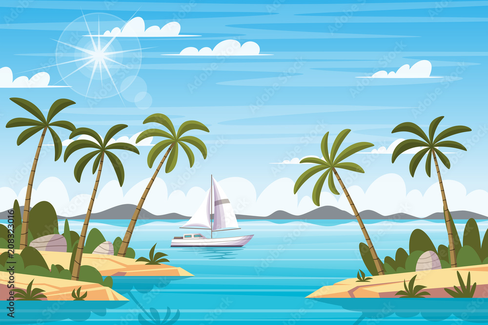 Obraz premium Tropical Landscape With Boat