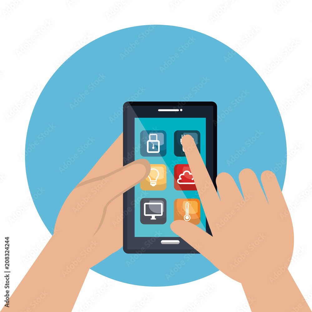 smartphone controlling smart home vector illustration design smartphone controlling smart home vector illustration design