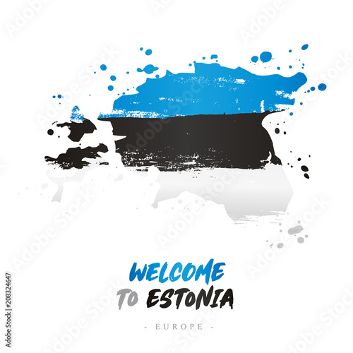 Welcome to Estonia. Flag and map of the country