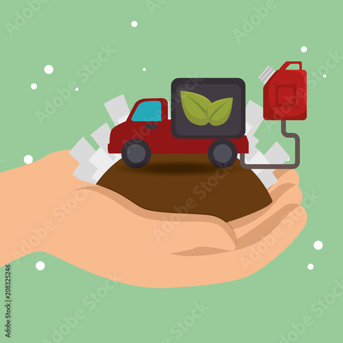 ecology car vehicle icons vector illustration design