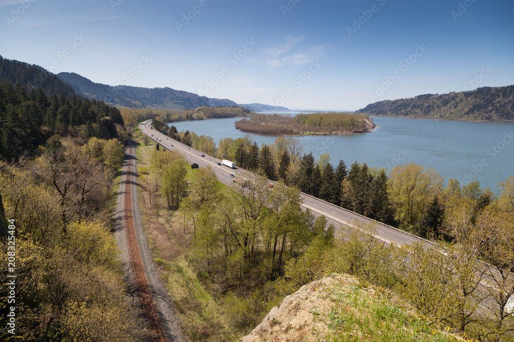 Waterway, Roadway, and Railway on the Columbia Gorge