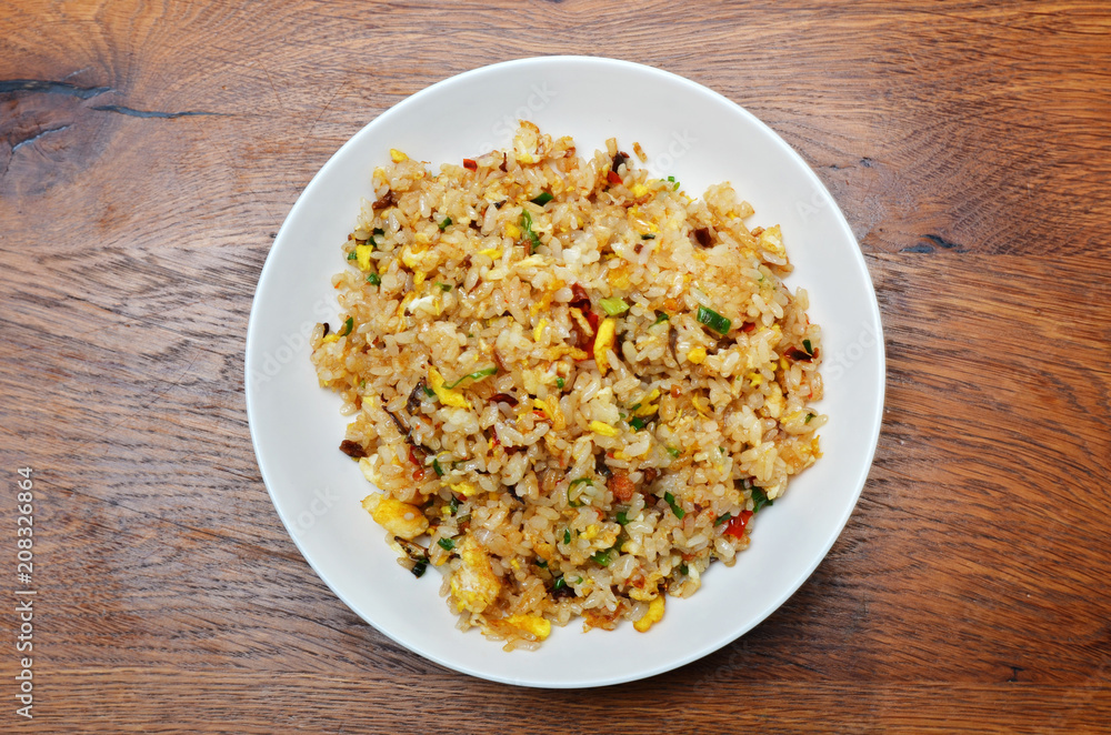 Fried rice with eggs is a popular food in Taiwan Fried rice with eggs is a popular food in Taiwan