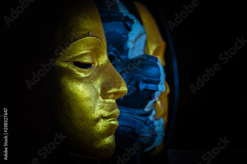 Actor's masks isolated on black