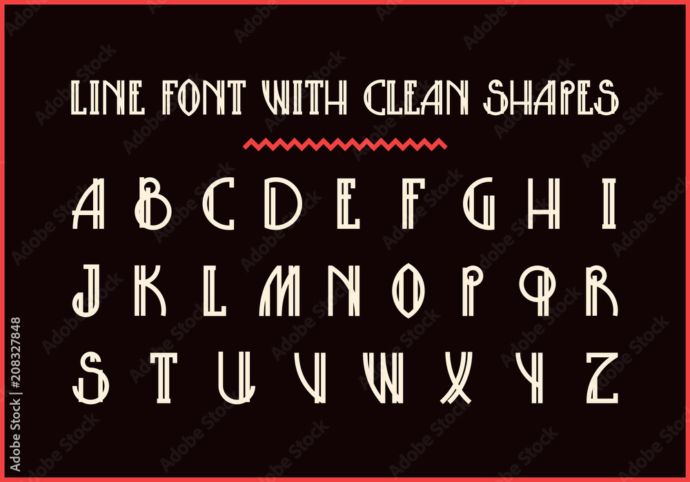 Lined hipster styled trendy font with minimalistic bold shapes Lined hipster styled trendy font with minimalistic bold shapes