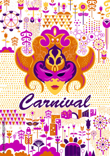 Colorful poster of fun filled Carnival festival template background