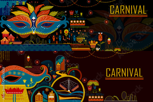 Colorful ticket of fun filled Carnival festival template background