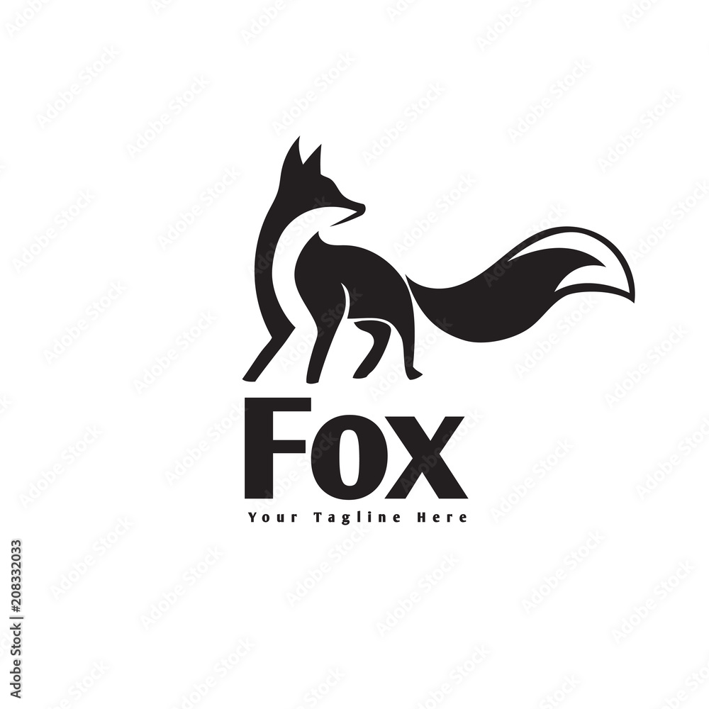 Elegant stand fox logo with look back Elegant stand fox logo with look back