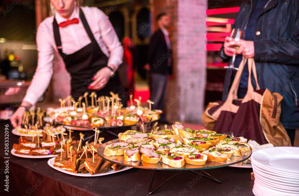 Snack on a buffet table during a party